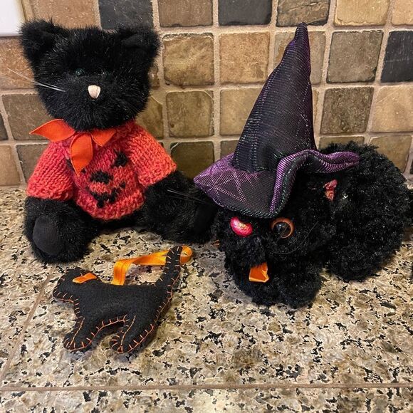 Boyd’s Bear Pumpkin Puss Dan Dee Meowing Kitty and Felt Cat Ornament - Picture 1 of 15